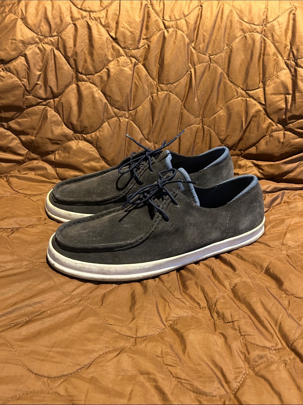 Camper Men's Dark Gray Suede Lace-Up Slip-On Sneakers